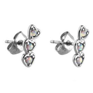Surgical Steel White Opal Ear Studs