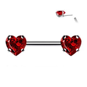 Surgical Threadless Push in Nipple Barbell - Red