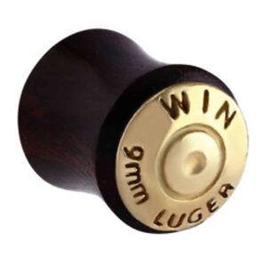 Tamarind Wood Double Flared Plug - Gold Button <span class="custom_location">- 10D10UK</span>