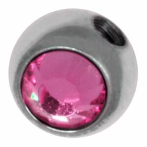 Titanium 90° Threaded Jewelled Balls - Pink