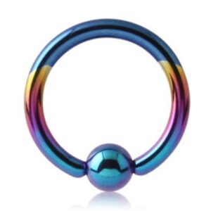 Titanium Ball Closure Ring - Rainbow