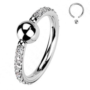 Titanium Captive Bead Ring with CZ Pave