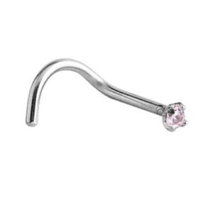 Titanium Claw Jewelled Nose Stud - Pink