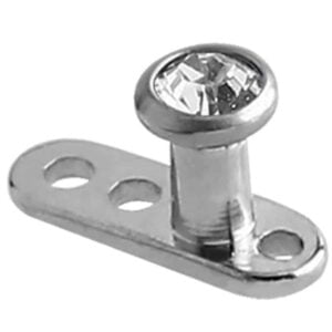 Titanium Dermal Anchor With Jewelled Disc - Crystal