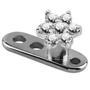 Titanium Dermal Anchor With Jewelled Flower Attachment - Crystal
