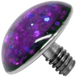 Titanium Glitter Disc for Internally Threaded Jewellery - Purple