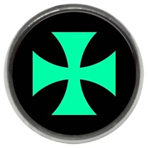 Titanium Internally Threaded Ikon Disc - Green Cross on Black
