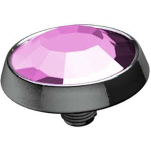 Titanium Internally Threaded Jewelled Disc - Pink