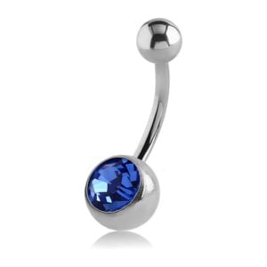 Titanium Jewelled Navel Banana Bells - TI-Glo / Dark Blue