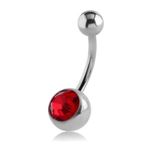 Titanium Jewelled Navel Banana Bells - TI-Glo / Red