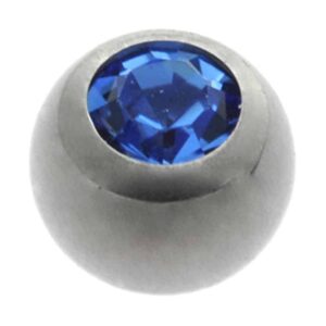 Titanium Threaded Jewelled Balls - TI-Glo - Dark Blue