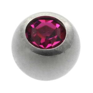 Titanium Threaded Jewelled Balls - TI-Glo - Fuchsia