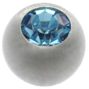 Titanium Threaded Jewelled Balls - TI-Glo - Light Blue