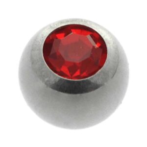 Titanium Threaded Jewelled Balls - TI-Glo - Red