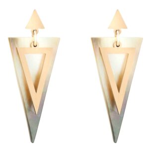 Egyptian Style Mother of Pearl Earrings - Gold