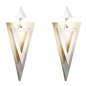 Egyptian Style Mother of Pearl Earrings - Silver