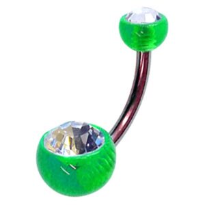 Ultra Violet UV Fluoro Double Jewelled Navel Banana Bell - Green