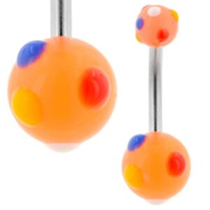 UV Belly Bar (Orange Polka Dot)