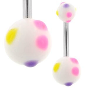 UV Belly Bar (White Polka Dot)