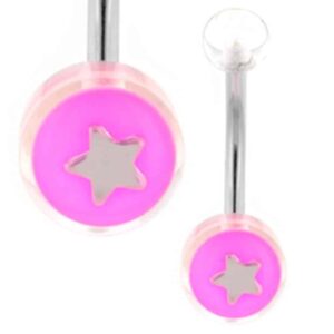 UV Belly Button Bar (Pink Star)