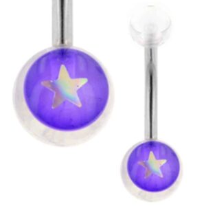 UV Belly Button Bar (Purple Star)