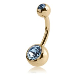 Zircon Gold Double Jewelled Banana Bells - Light Blue