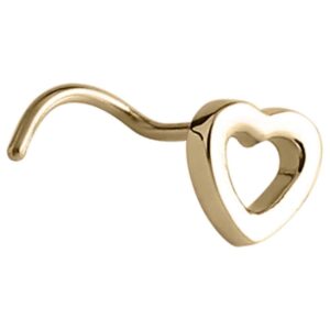 Zircon Gold Heart Curved Nose Stud