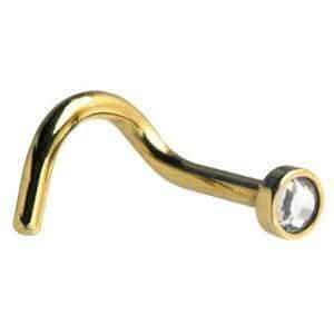 Zircon Gold Jewelled Nostril Stud - Crystal Clear