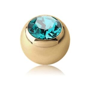 Zircon Gold Threaded Jewelled Balls - Blue Zircon