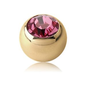 Zircon Gold Threaded Jewelled Balls - Pink