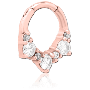 Rose Gold Jewelled Clicker Ring – Clear