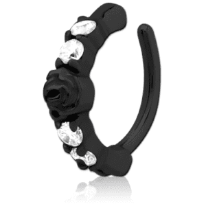 Black PVD Coated Surgical Steel Set Jewelled Rook Clicker