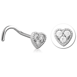 Surgical Steel Jewelled Heart Nose Piercing