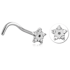 Surgical Steel Curved Jewelled Nose Studs