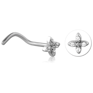 Surgical Steel Curved Crystal Jewelled Nose Studs