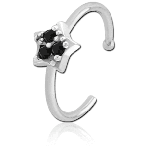 Surgical Steel Jewelled Open Nose Ring - Star Prongs