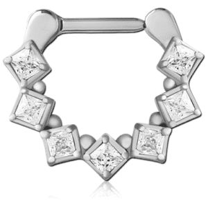 Surgical Steel Jewelled Hinged Septum Clicker Ring - Clear