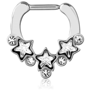 Surgical Steel Jewelled Hinged Septum Clicker Ring