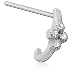 Surgical Steel Straight Jewelled Wrap Around Nose Stud