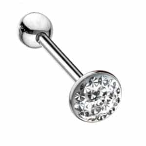 Steel Jewelled Disc Tongue Bar - Clear