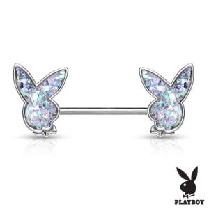 Druzy Stone Playboy Bunny Nipple Barbell