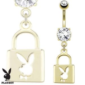 Gold Plated Playboy Lock Belly Bar
