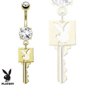 Gold Plated Playboy Key Belly Bar