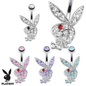 Playboy Bunny Multi Paved Gem Belly Bar